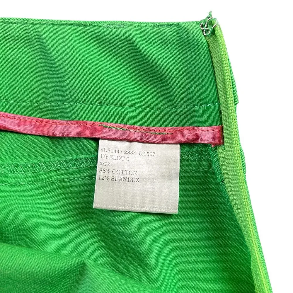 Adrienne Vittadini Classico Skirt Size 10 Kelly Green A Line Side Zip Back Slit